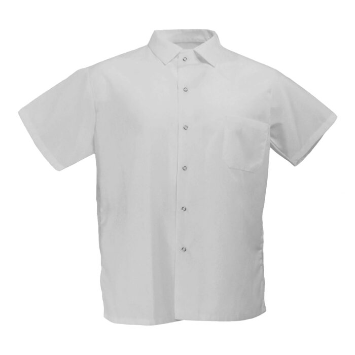 S305 - COOK SHIRT, SPUN POLY, GRIPPER FRONT, 2" LONGER BODY
